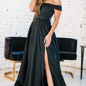 Off the shoulder Black Formal Gown